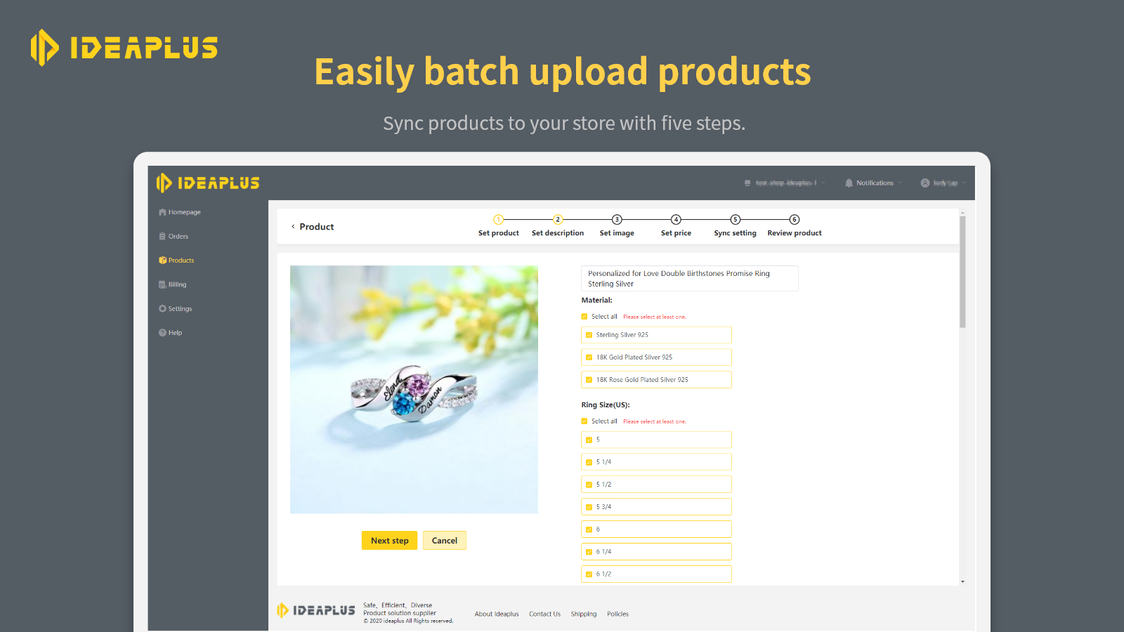 Easily batch upload products