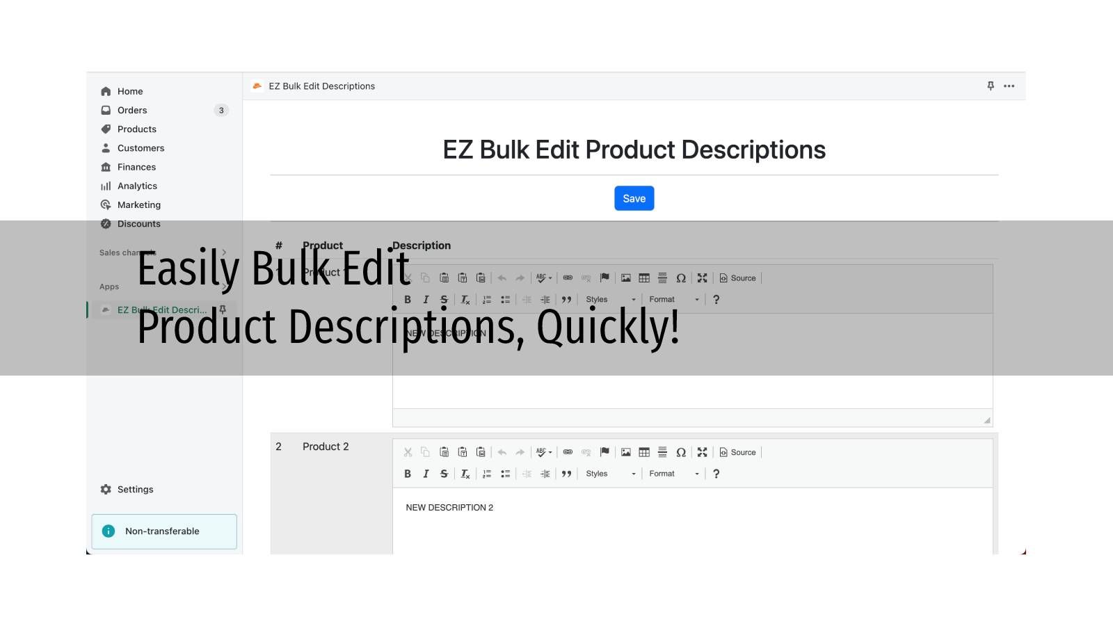easily bulk edit product descriptions, quickly!