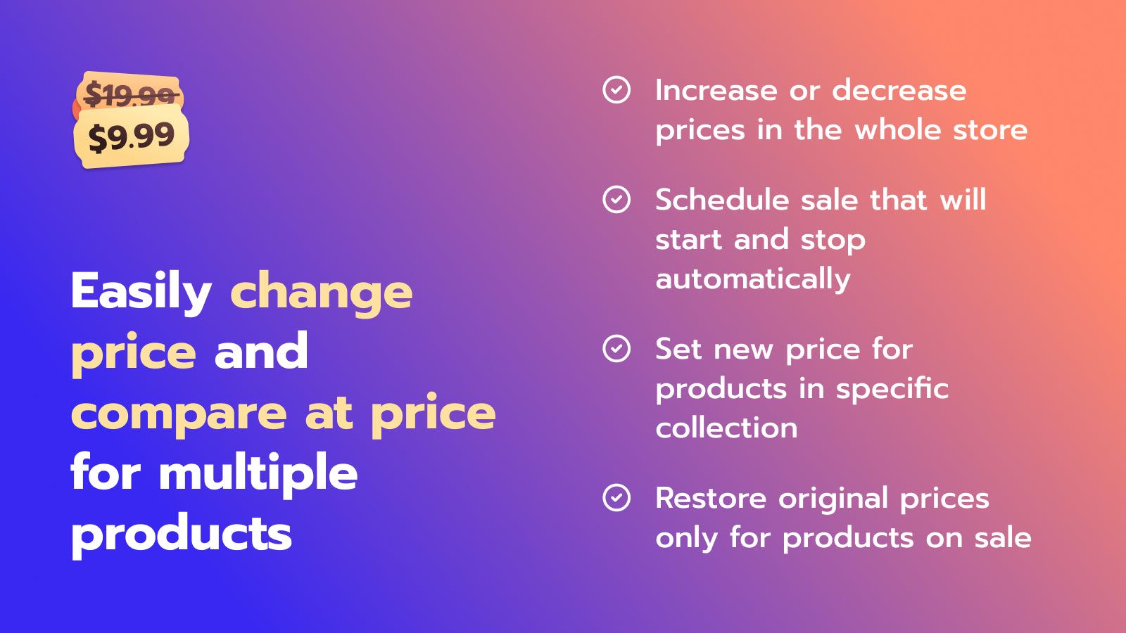 Easily change price and compare at price for multiple products