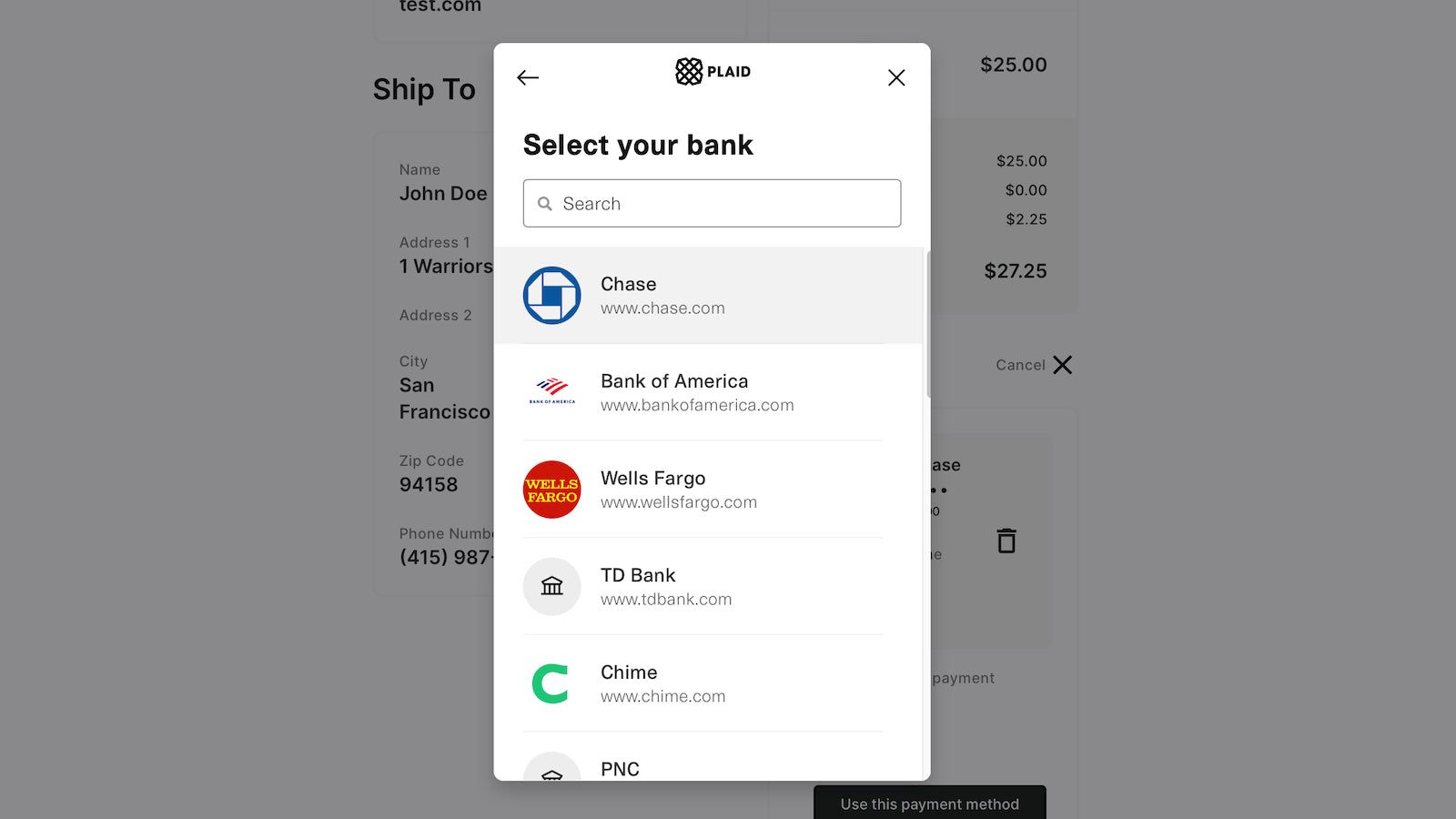 Easily connect a bank account