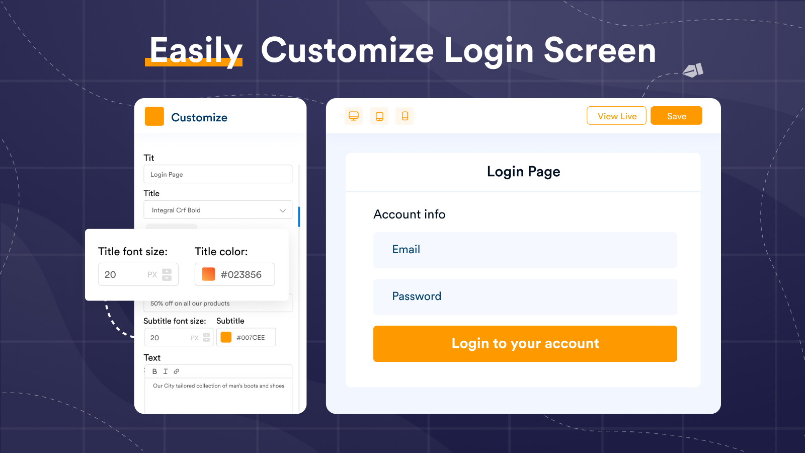 Easily customize login page