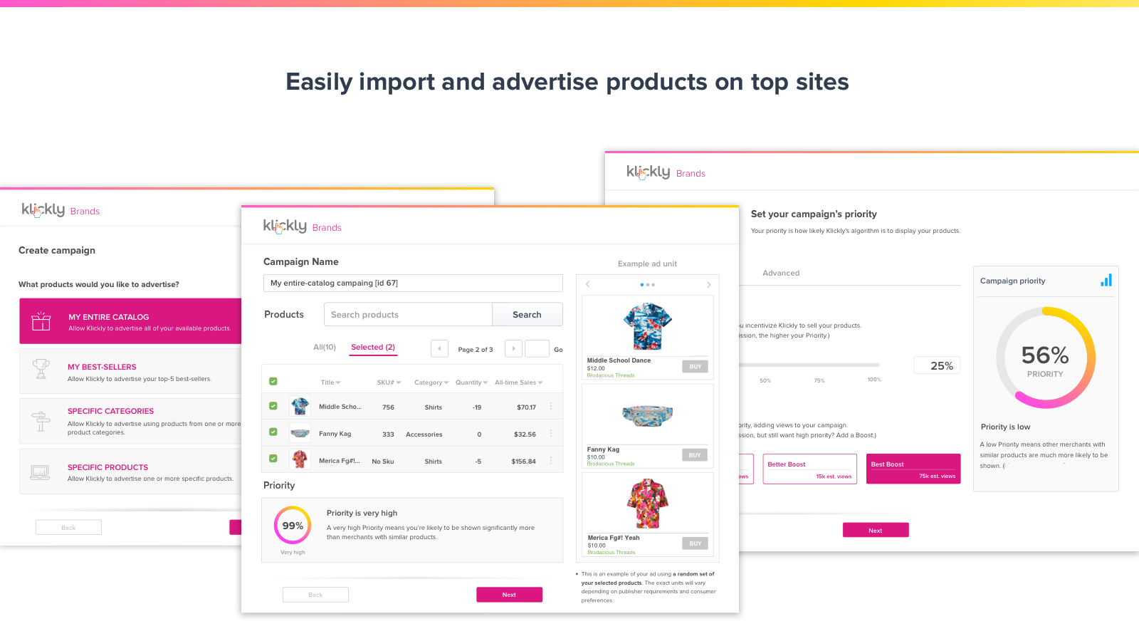 Easily import and advertise products on top sites