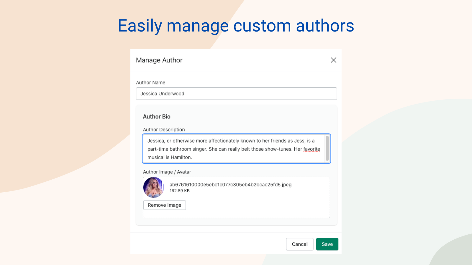 Easily manage custom authors