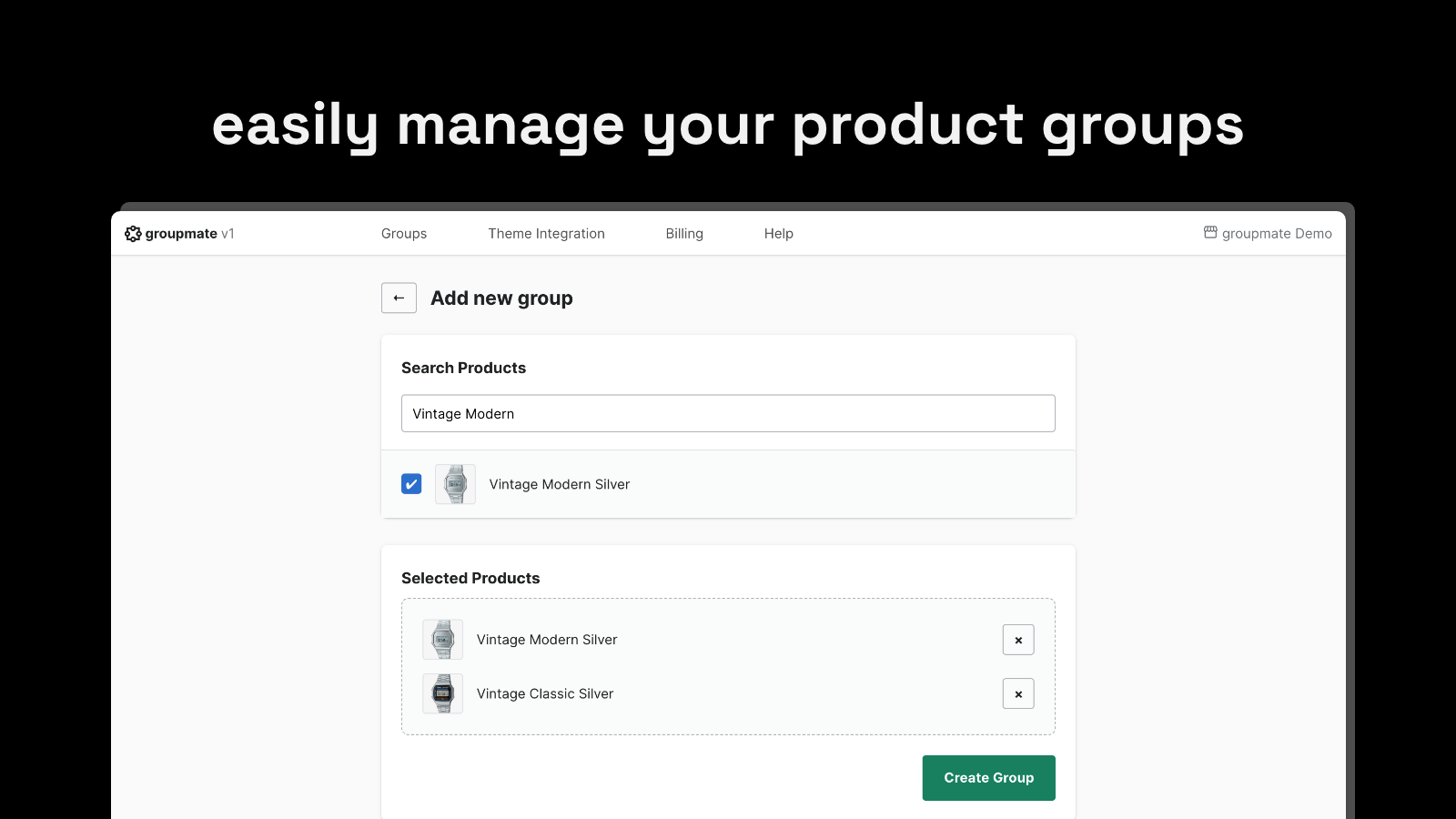 easily manage your product groups
