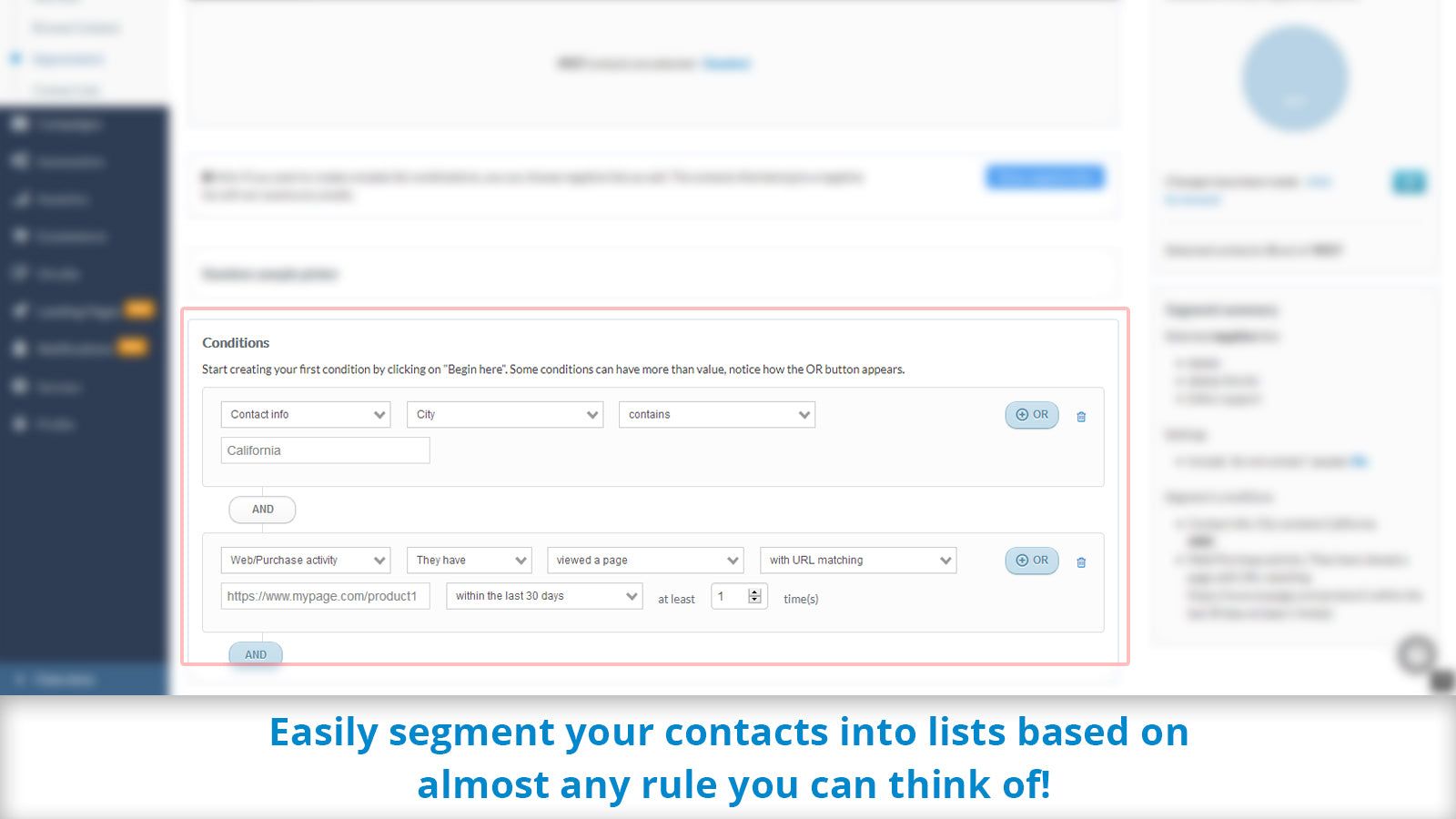 Easily segment your contacts into smart lists