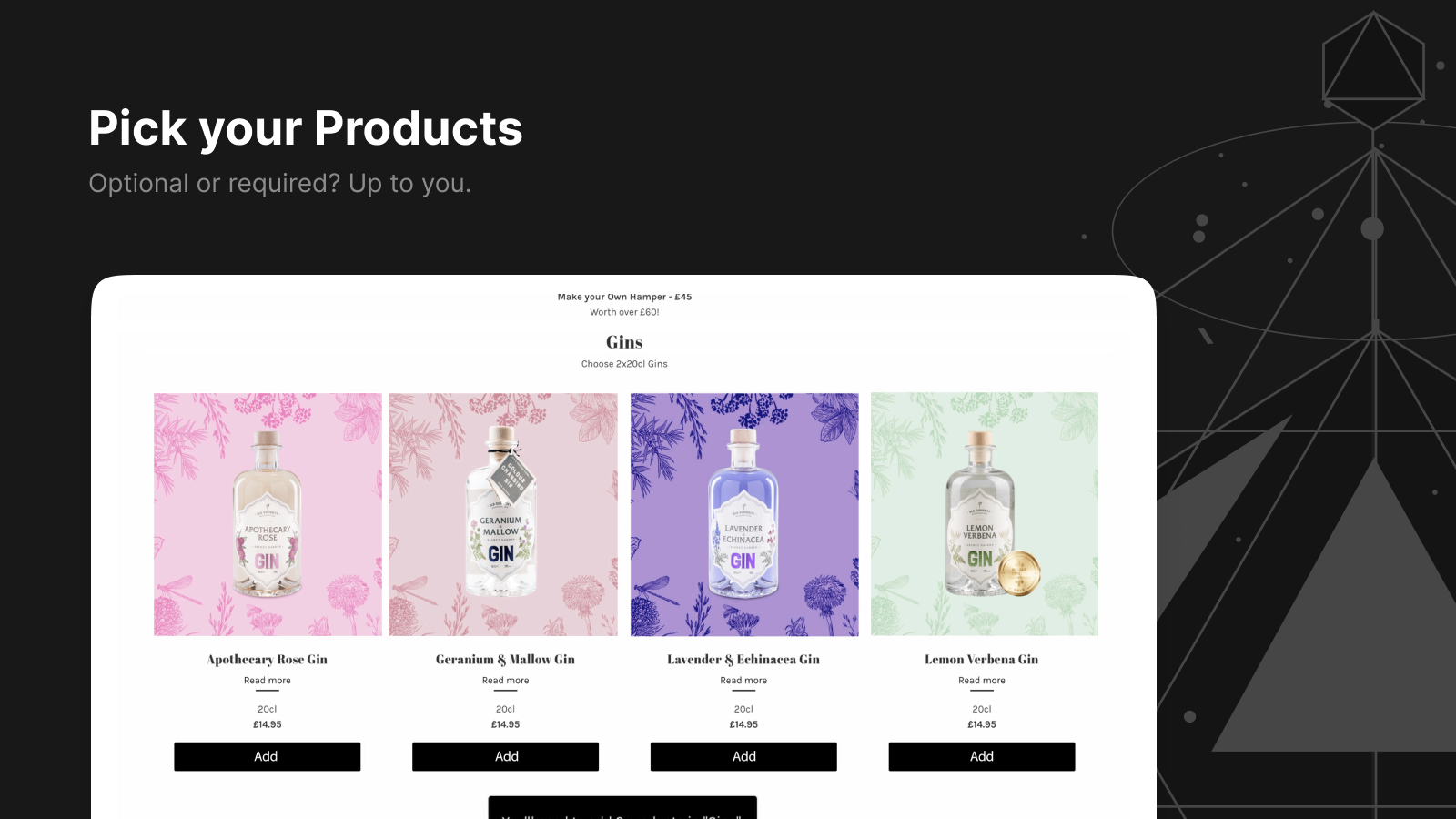 Easily select the products you want to include in your bundle.