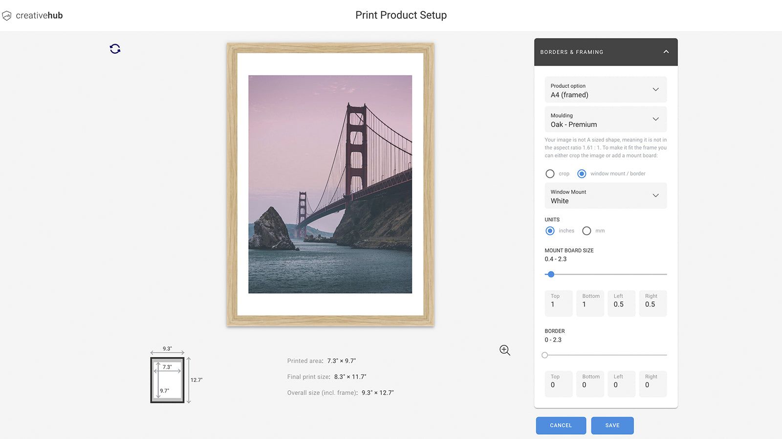 Easily set up print only and framed art print products