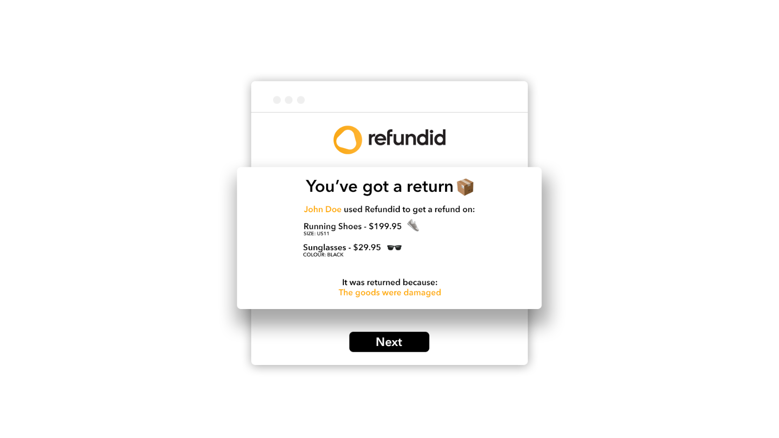 Easily view all incoming returns made through Refundid
