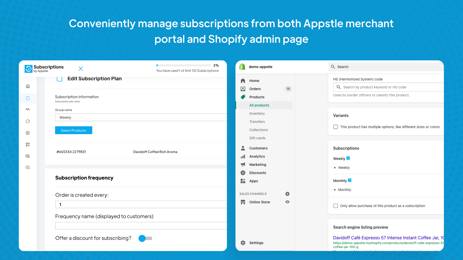 Easy and flexible subscription creation and management