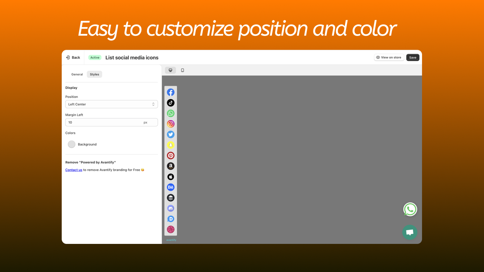 easy customize position and color