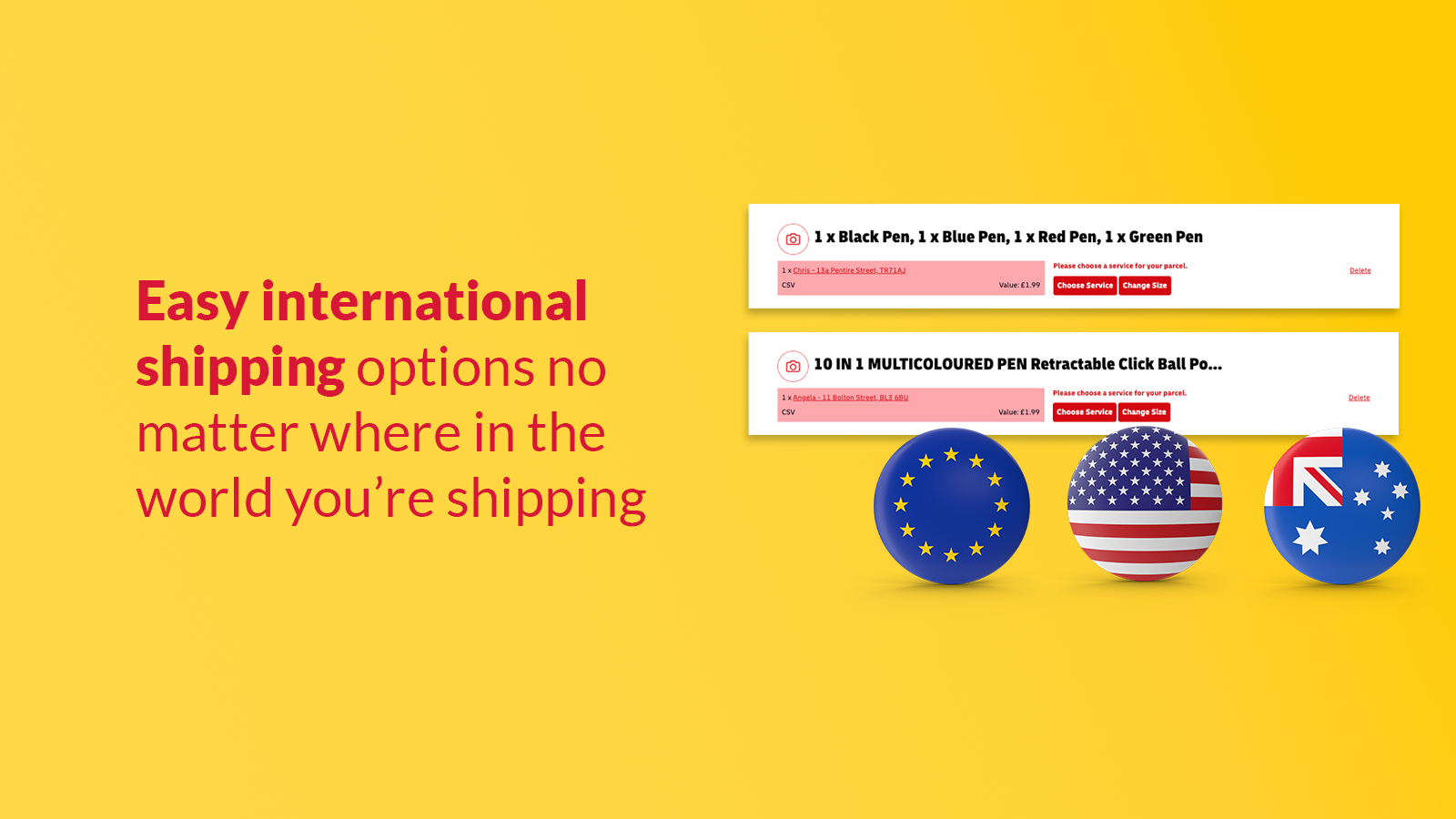 Easy international shipping options no matter where.