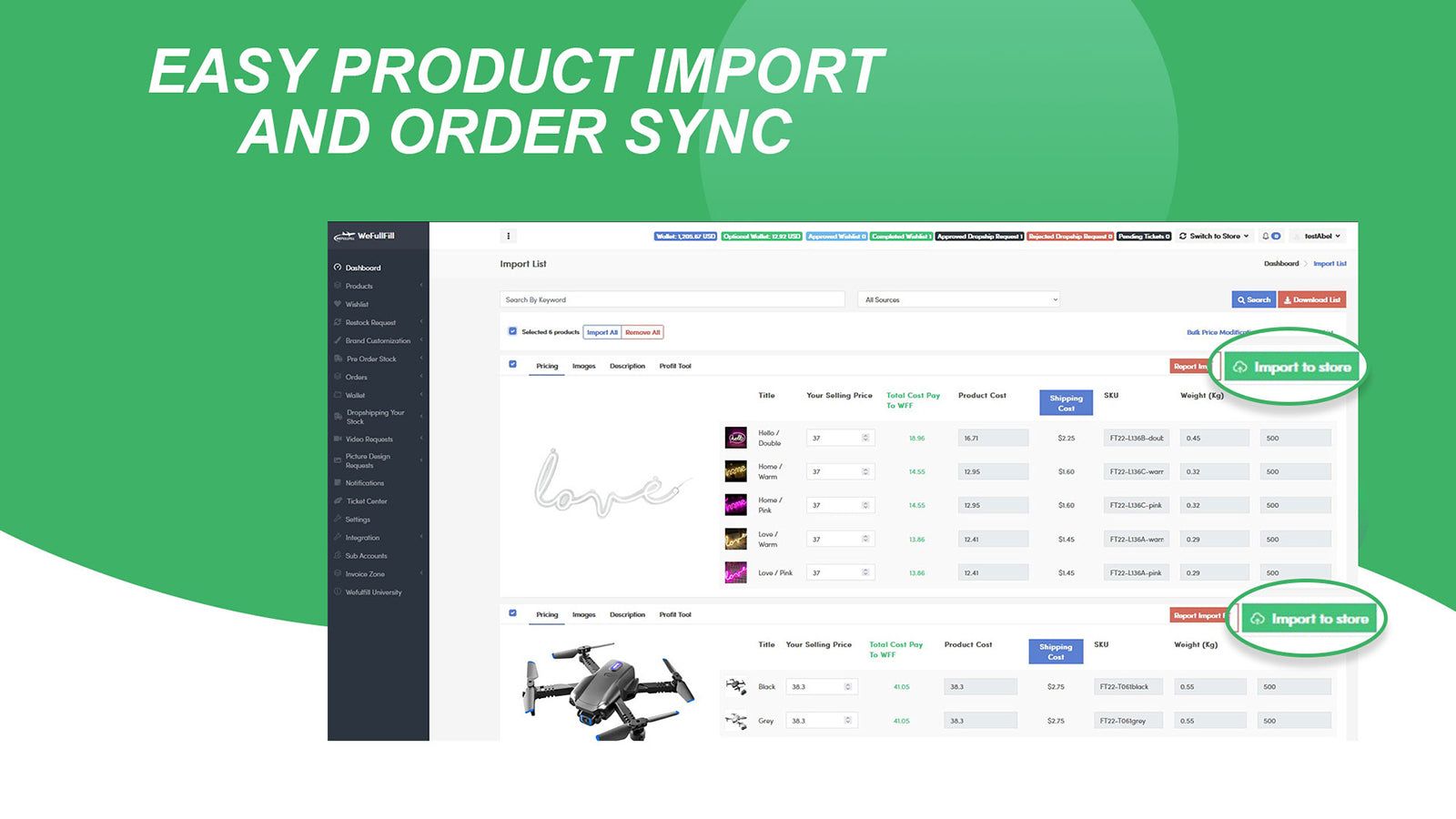 Easy Product Import and Order Sync