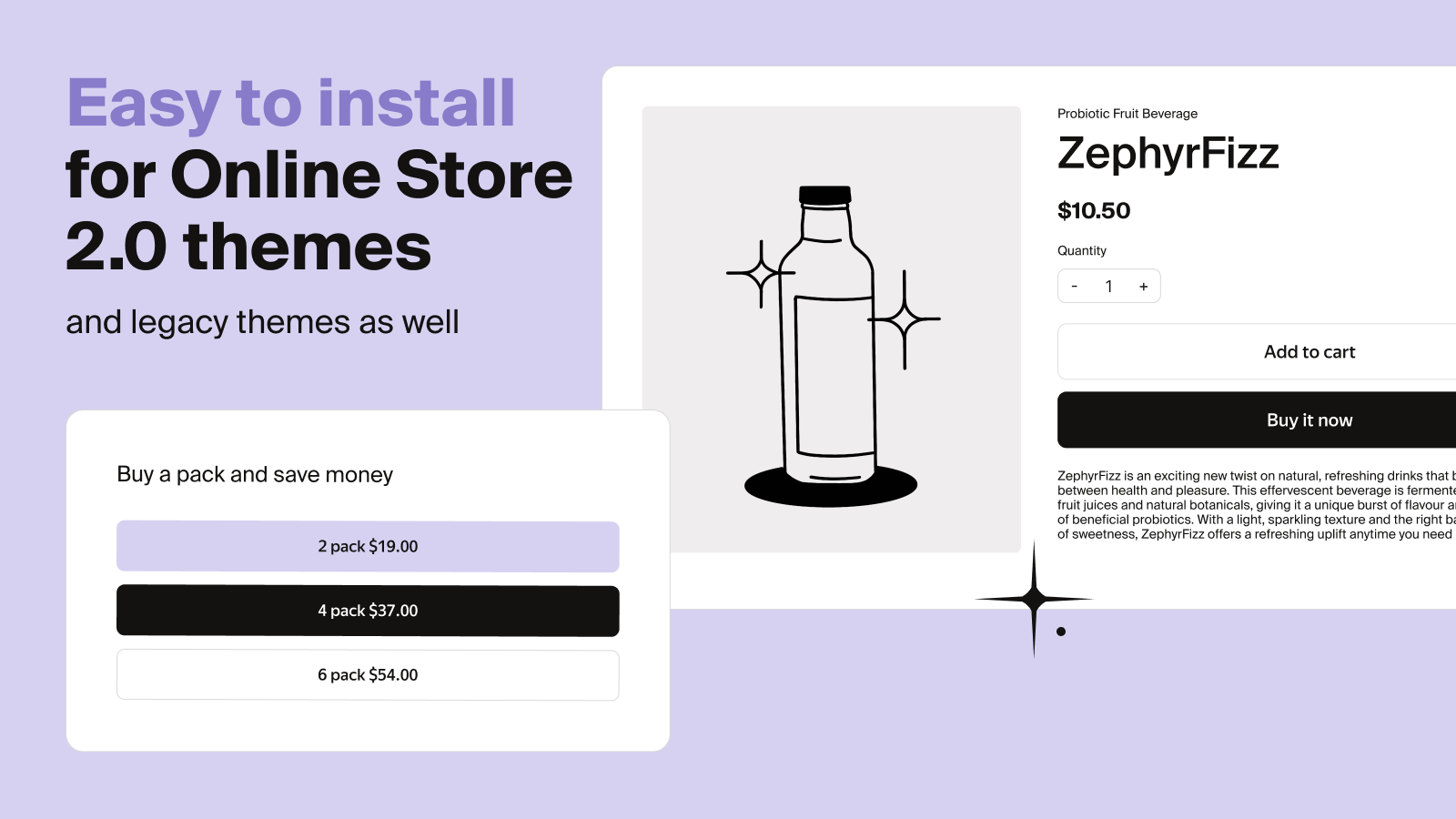 Easy to install for Online Store 2.0 themes