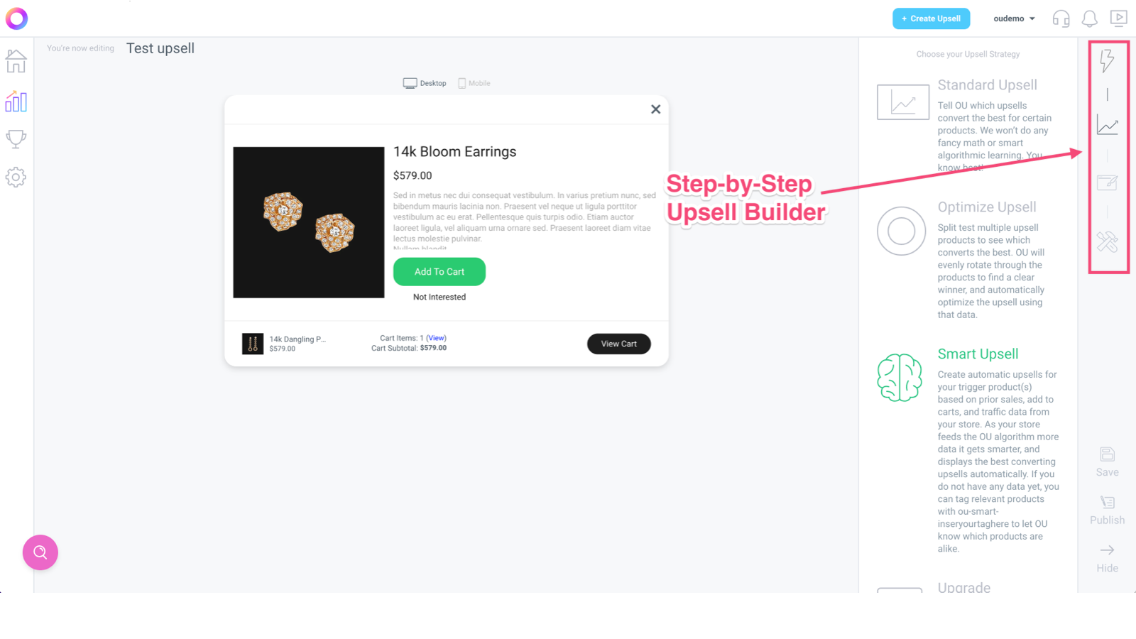 Easy to use upsell builder