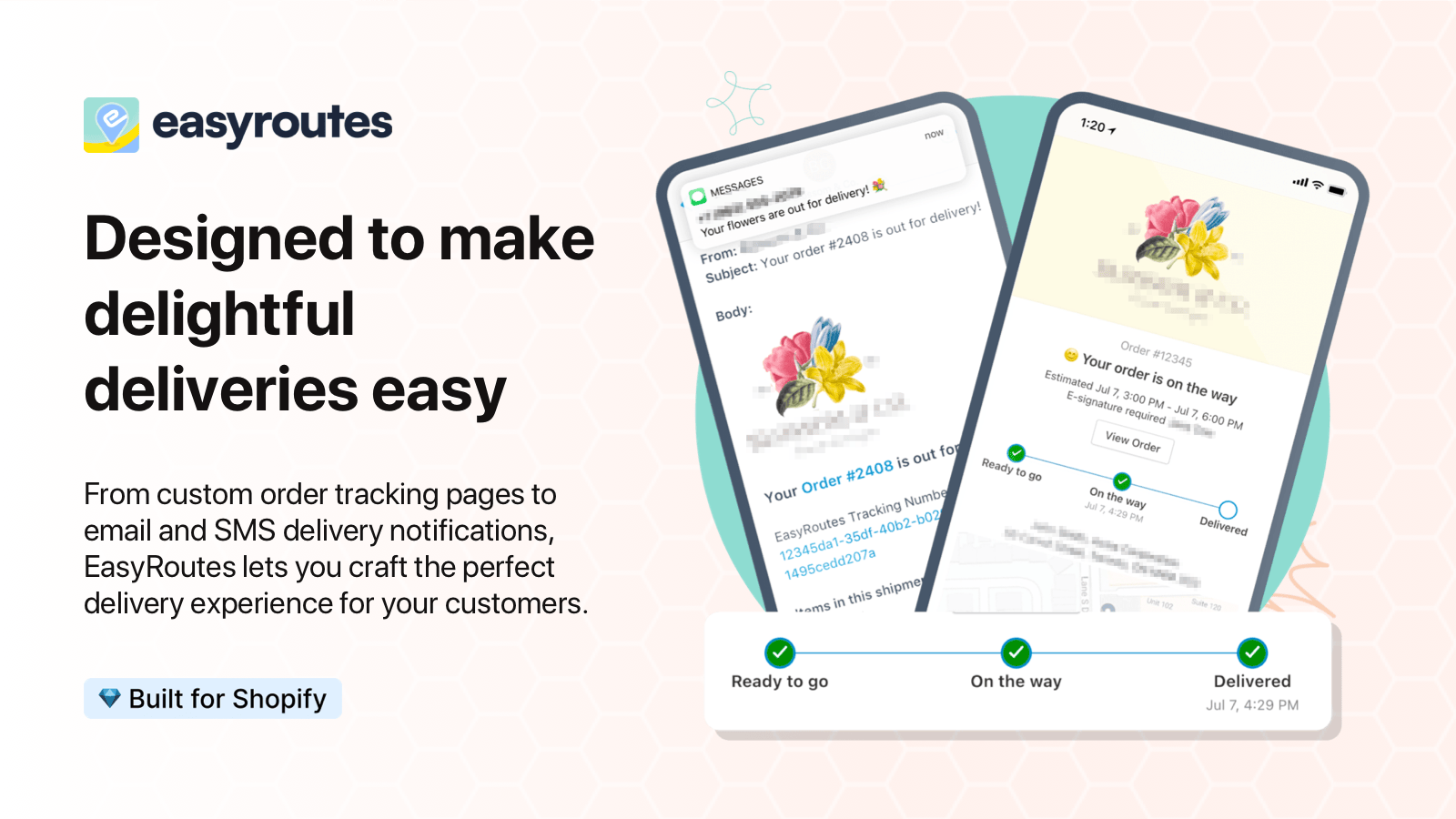 EasyRoutes has order tracking pages, SMS & Email notifications