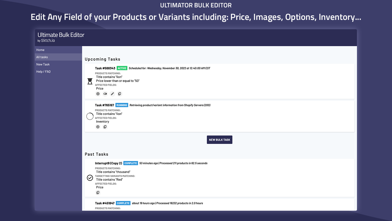 Edit Any Field of your Products or Variants.