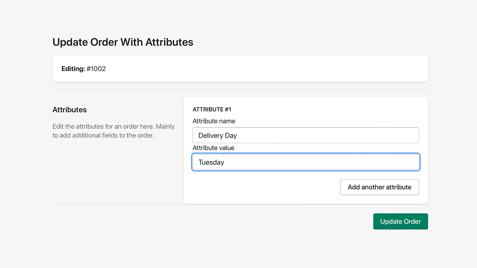 Edit attributes on existing orders