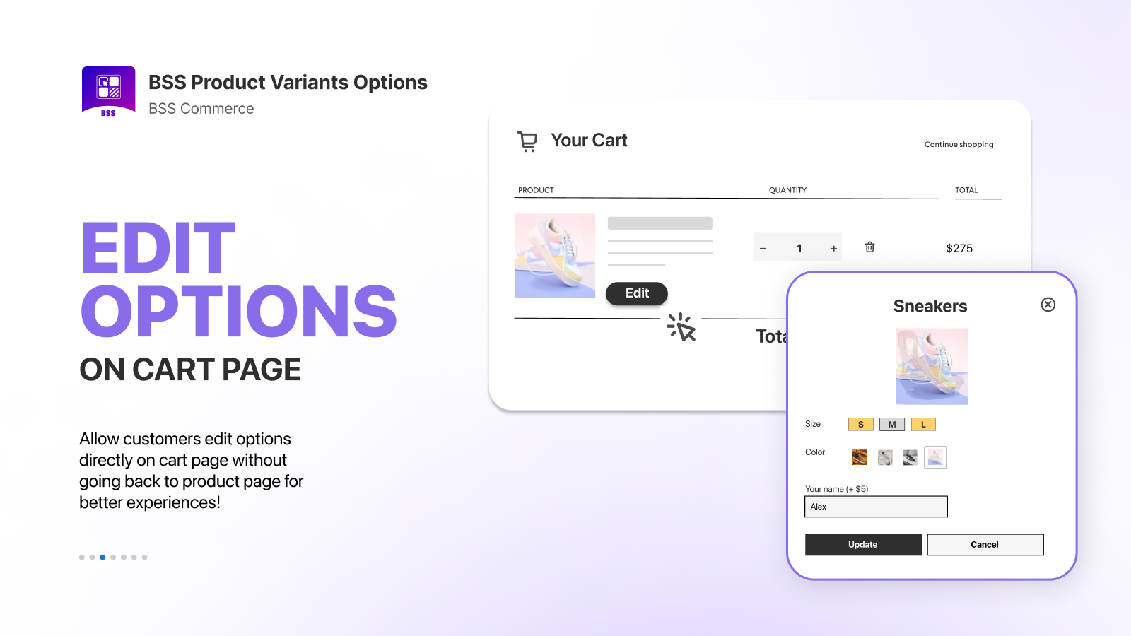 Edit Options in Cart page - Product Options