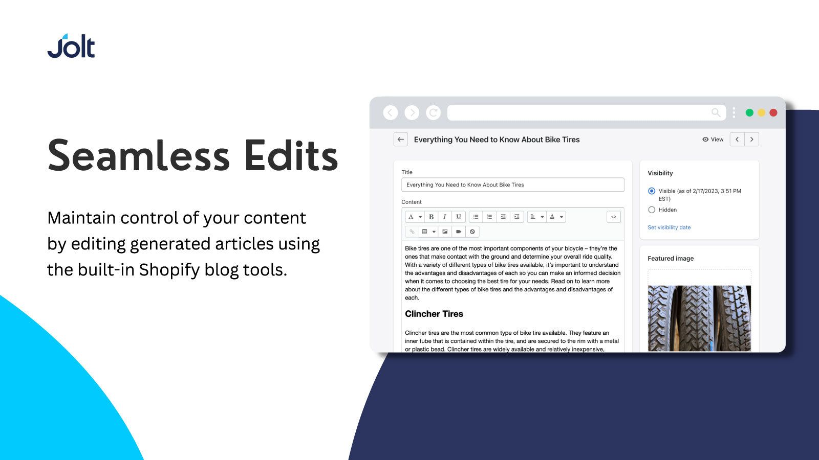 Edit posts using the built-in shopify blog editor