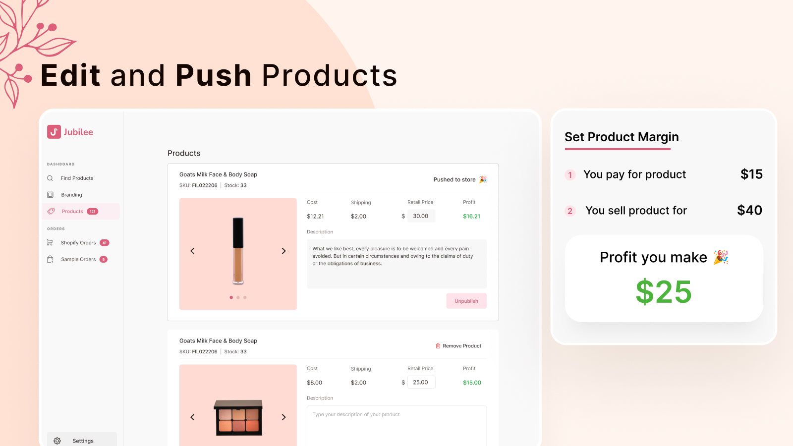 Edit products and push to store