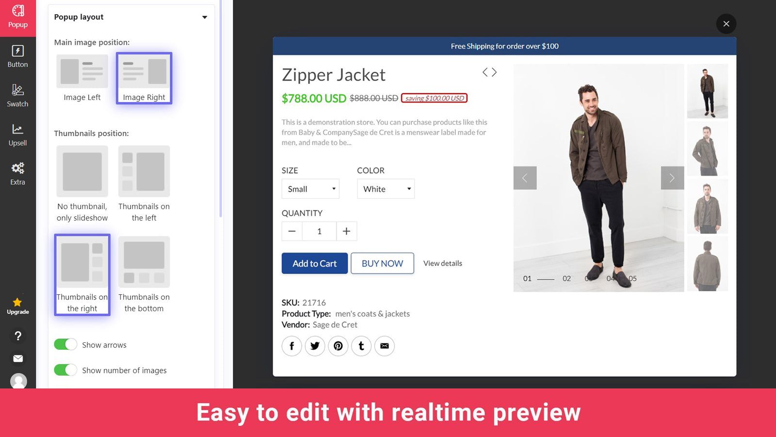 edit quick view with live product preview for shopify app