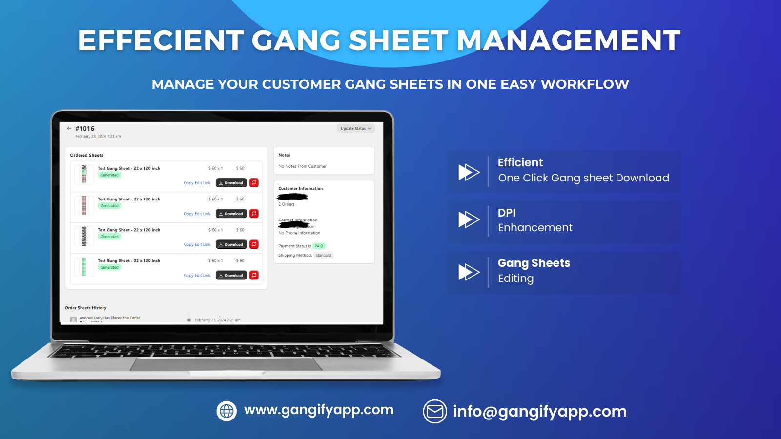 Efficient Gang Sheet management