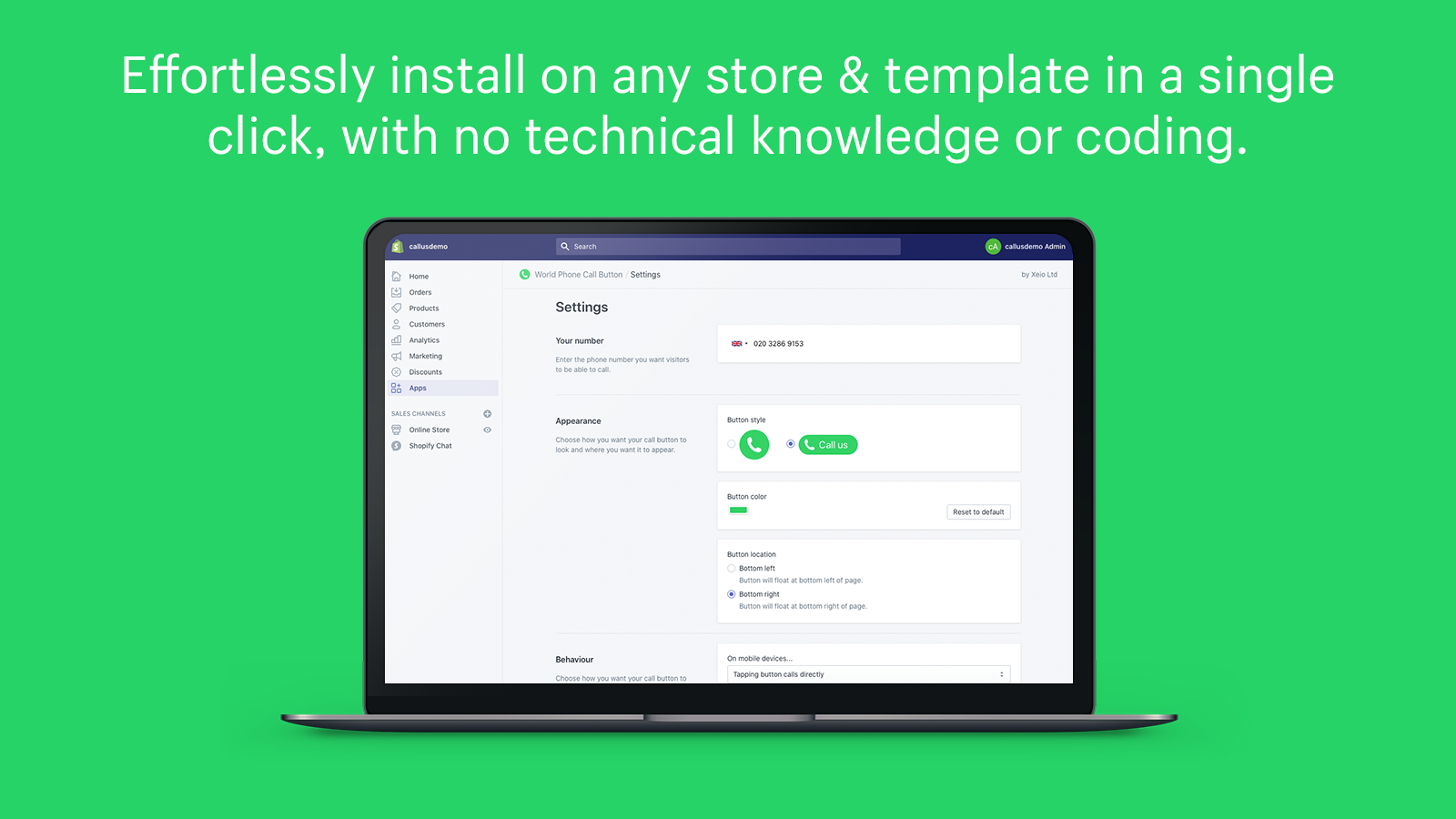 Effortlessly install on any store or template in a single click