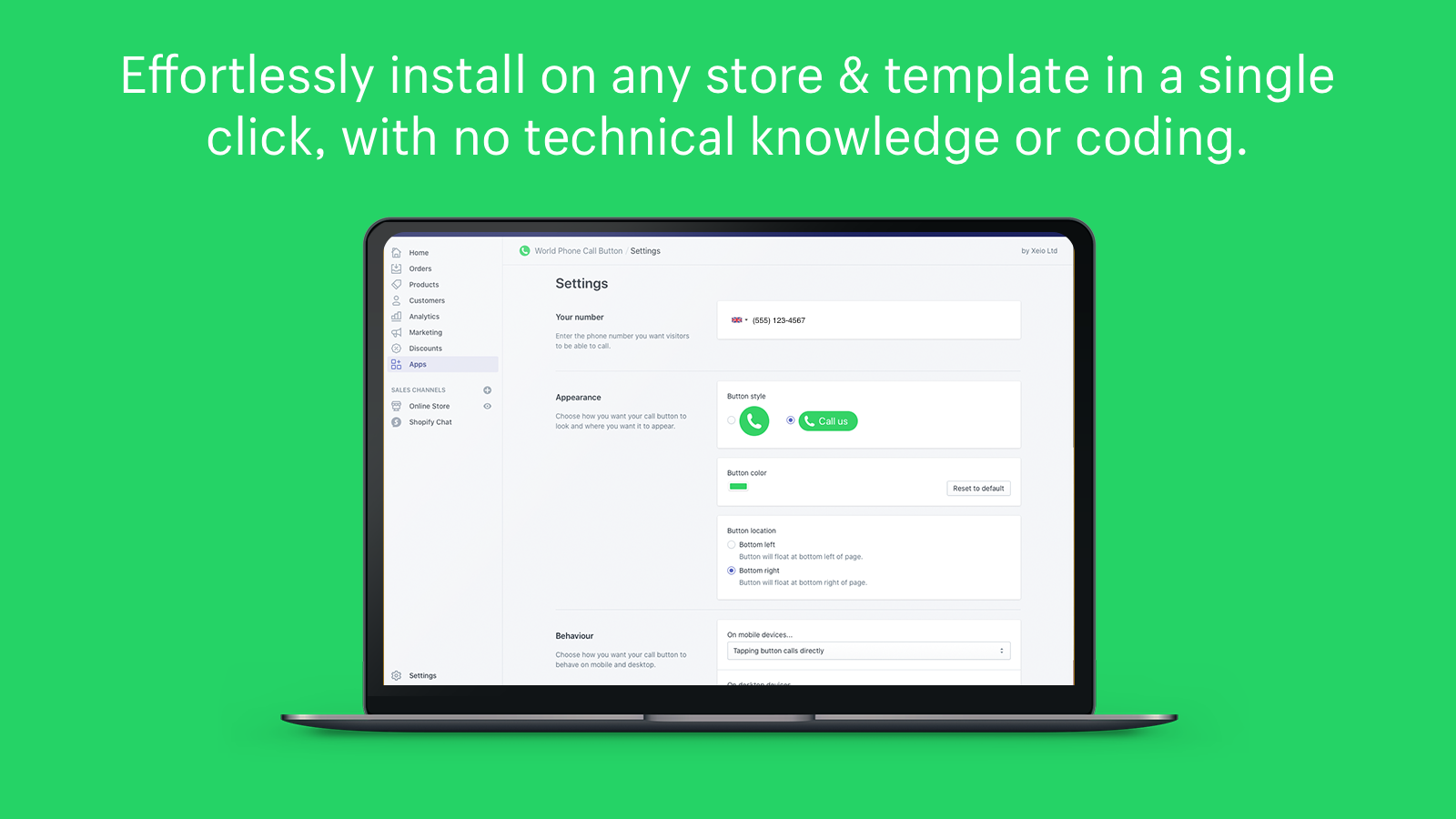 Effortlessly install on any store or template in a single click