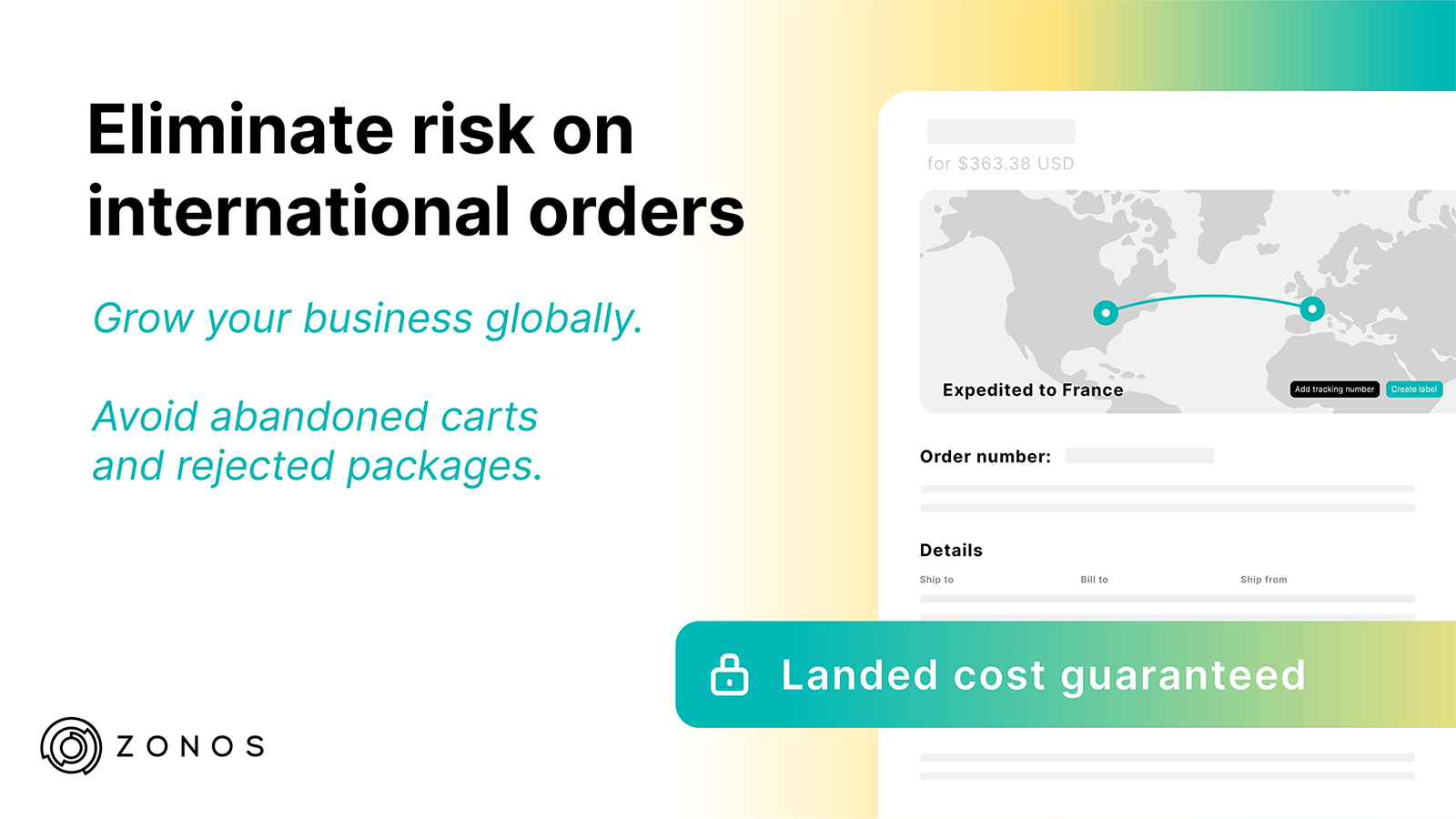 Eliminate risk on international orders