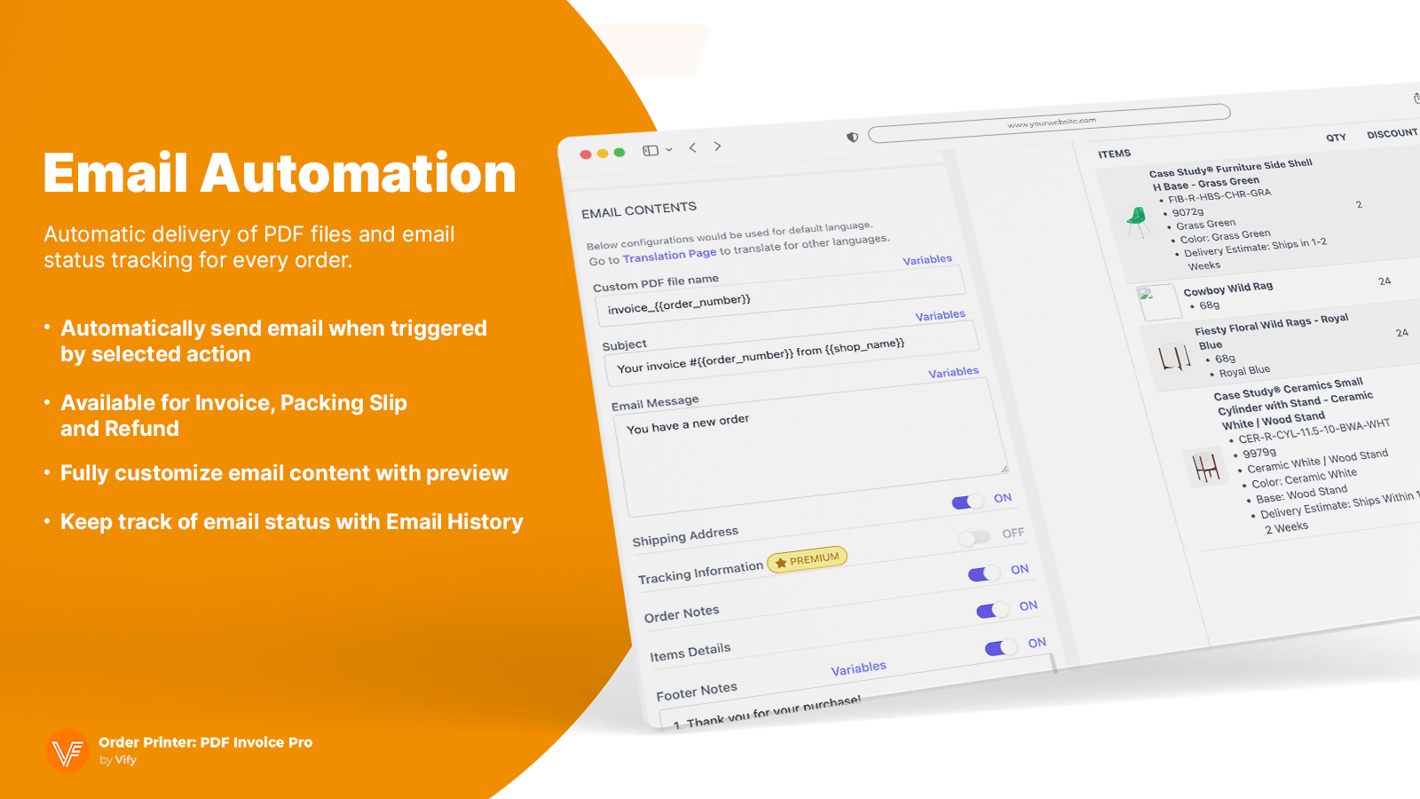 Email automation - Shopify order