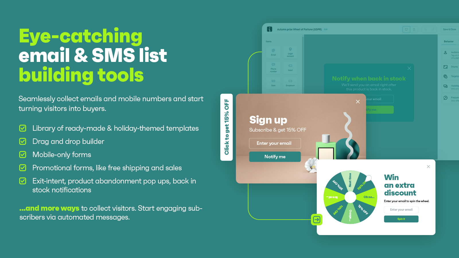 Email Marketing & SMS: sales reporting, abandoned cart, capture