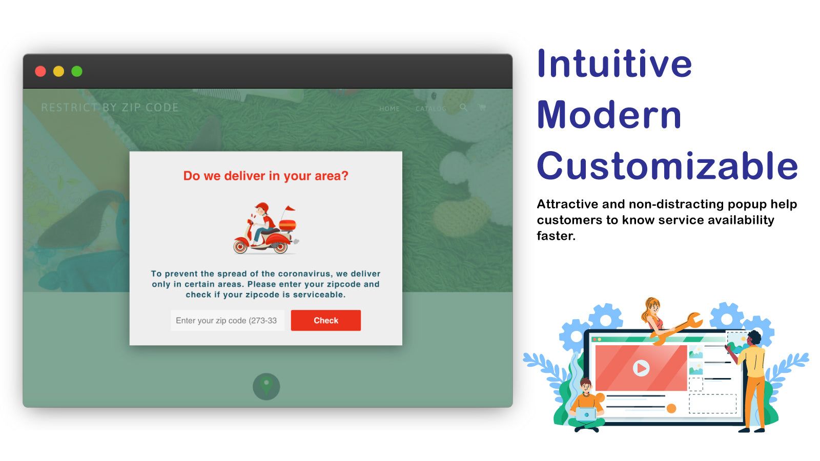 Email popup which helps validating customers
