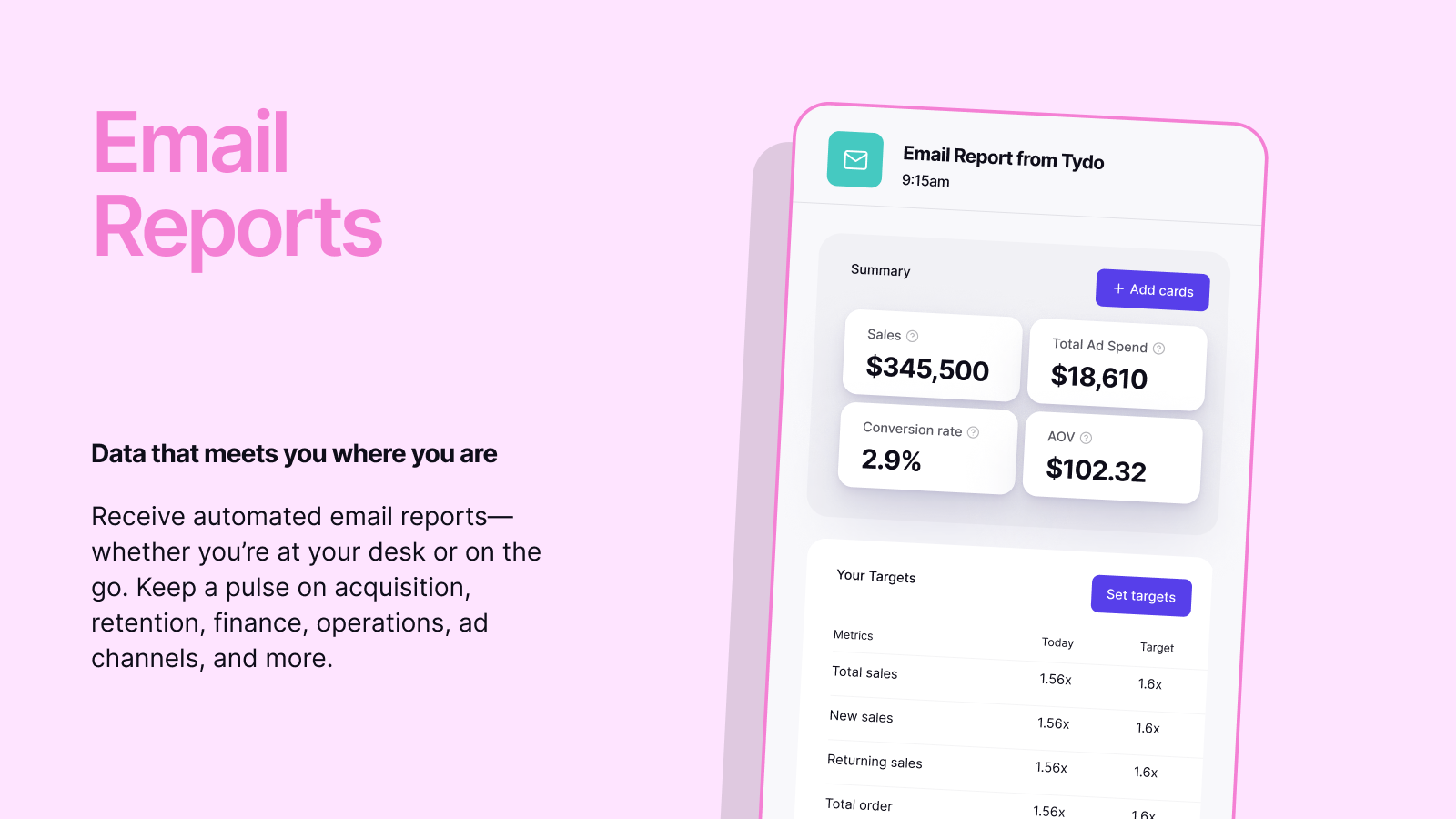 Email Reports: Performance reports sent directly to your inbox.