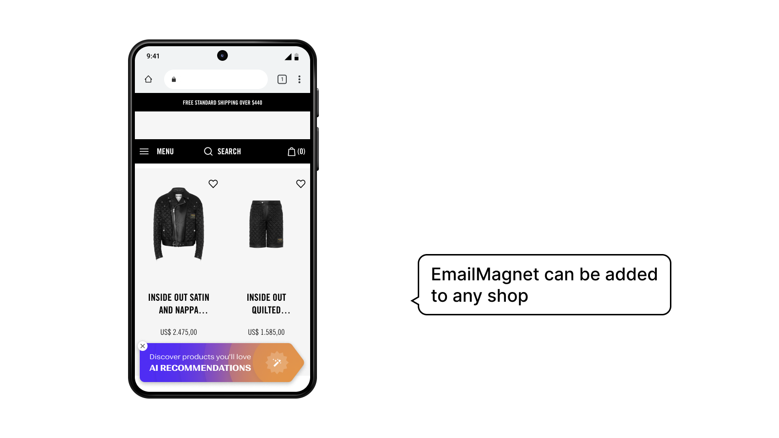 EmailMagnet can be added to any shop
