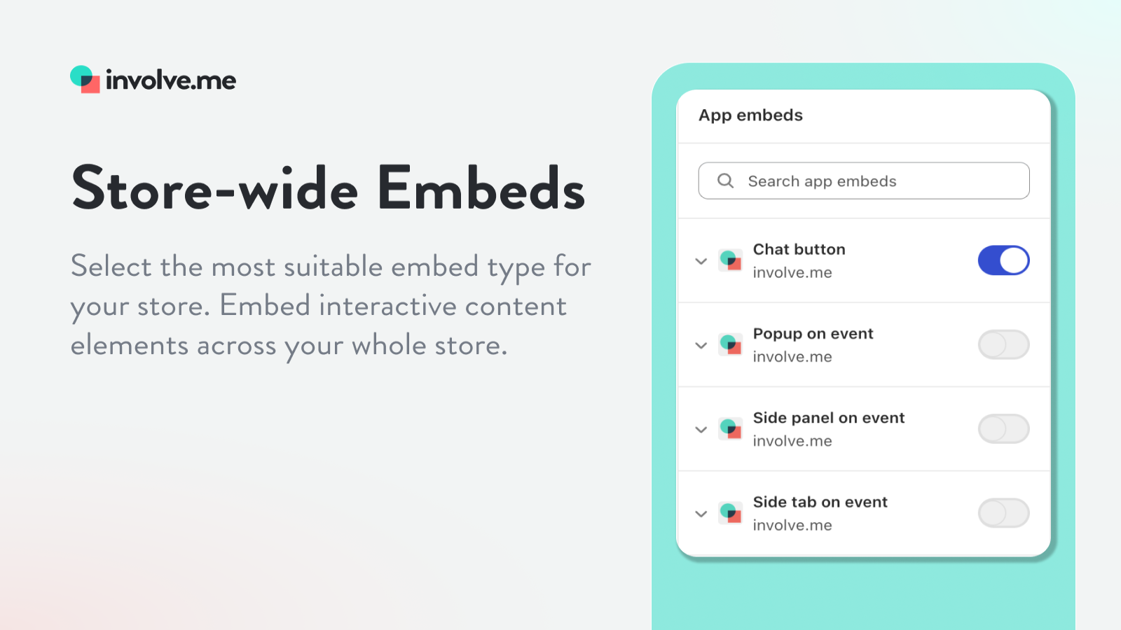 embed interactive content across your whole store pages