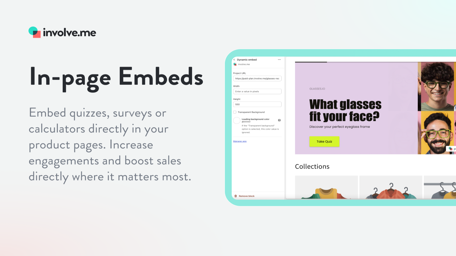 Embed quizzes, surveys and calculators in your store pages