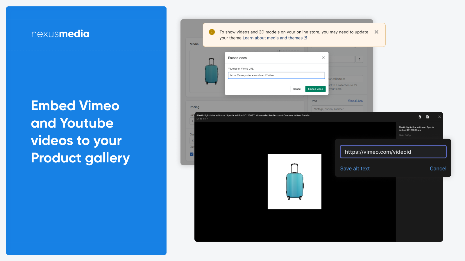 Embed Vimeo and Youtube videos to your Product Gallery