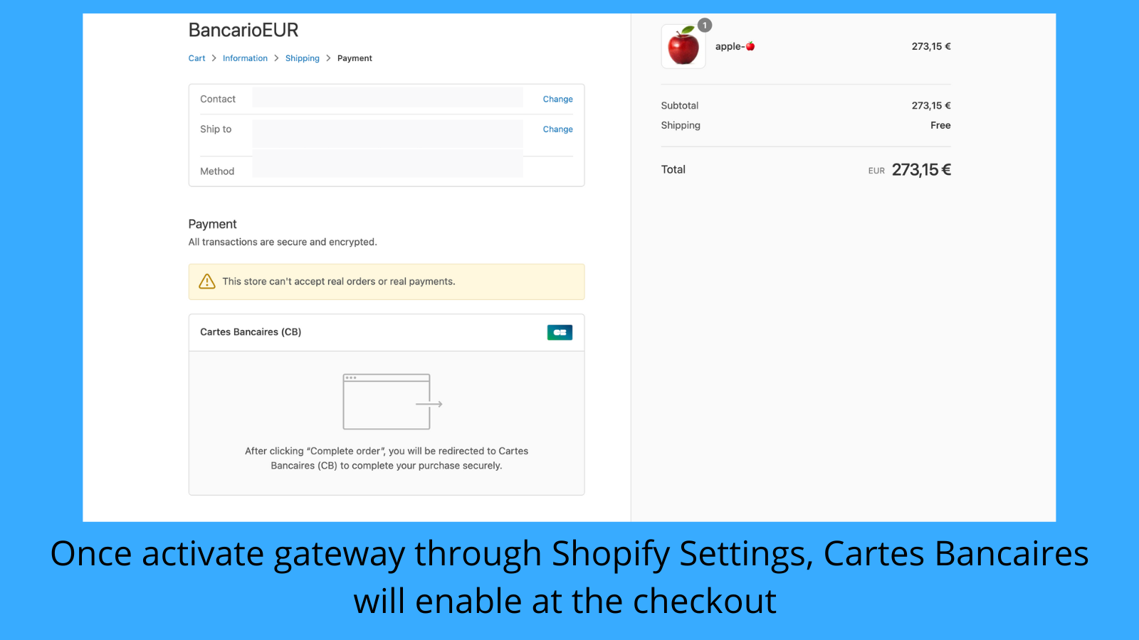 Enable Cartes Bancaires at the checkout 