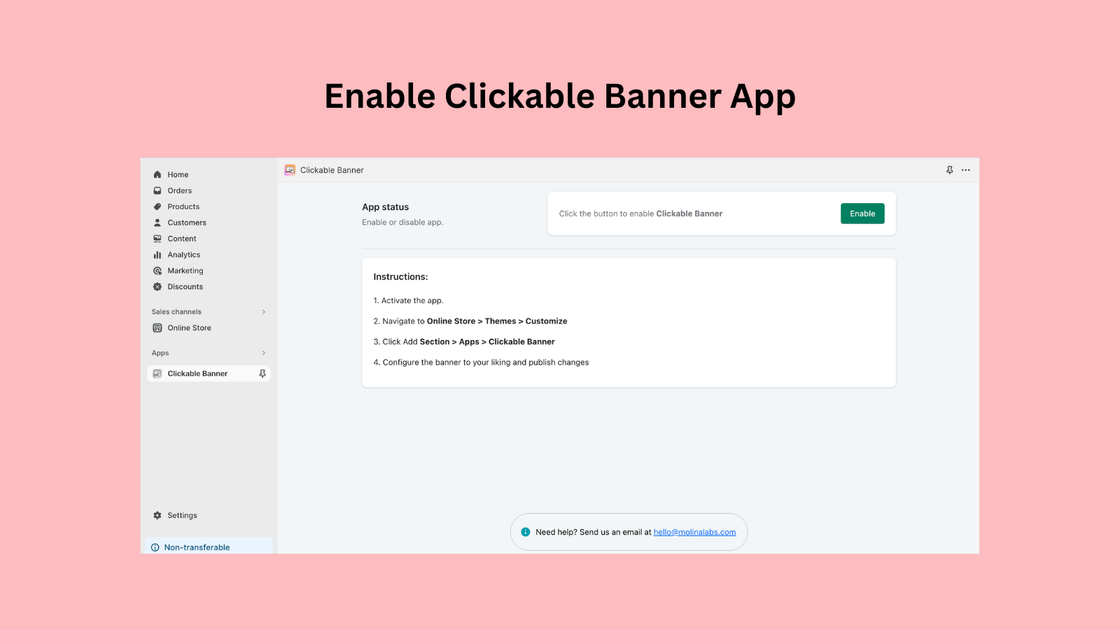 Enable Clickable Banner App