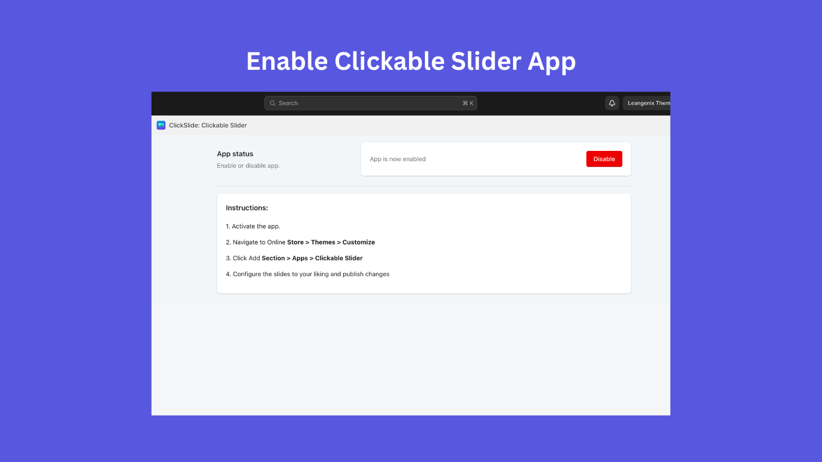 Enable clickable slider app