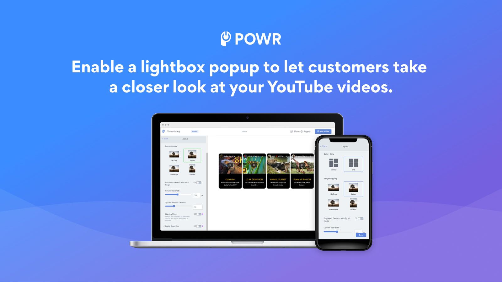 Enable lightbox popup to let customers look at YouTube videos.