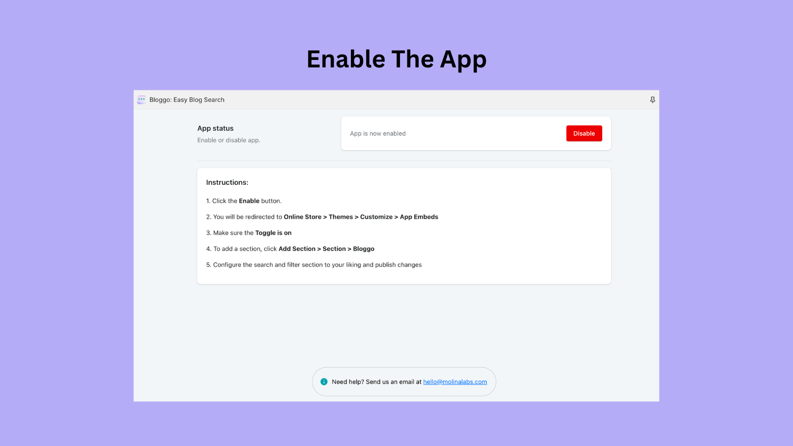 Enable the app