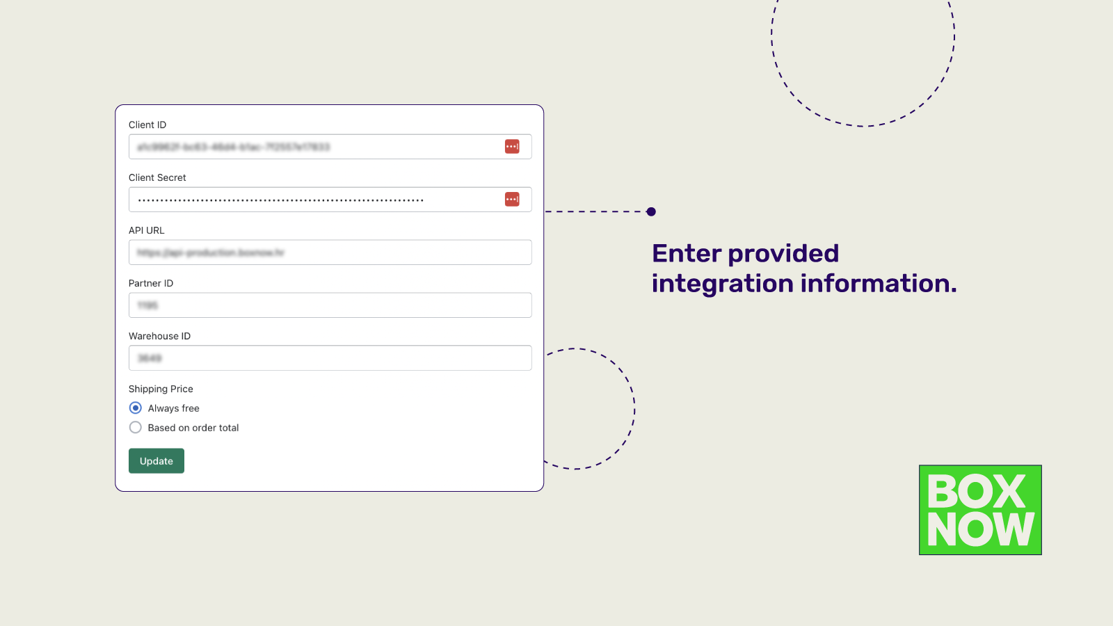 Enter provided integration information