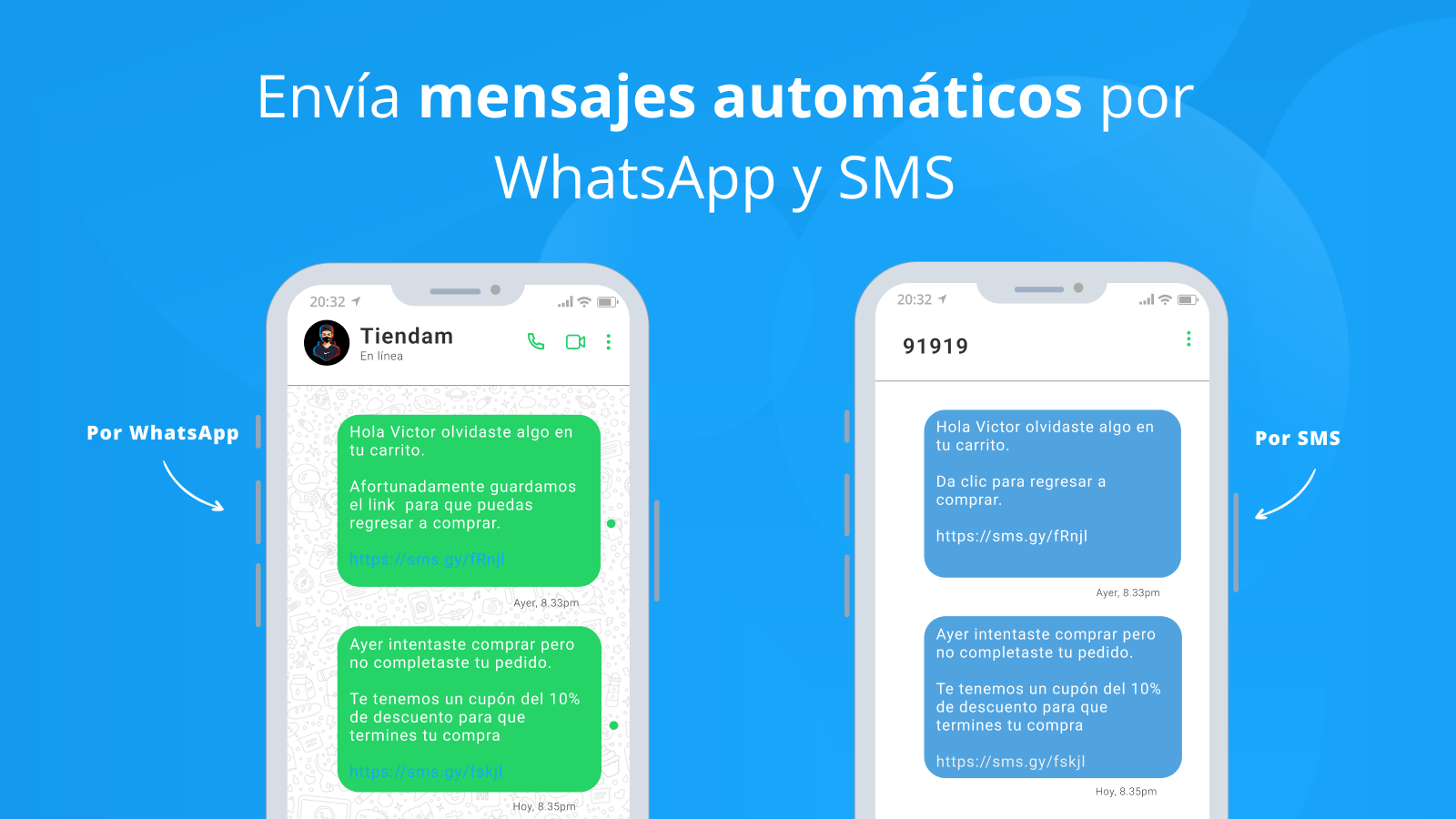 Envía mensajes automáticos por WhatsApp y SMS