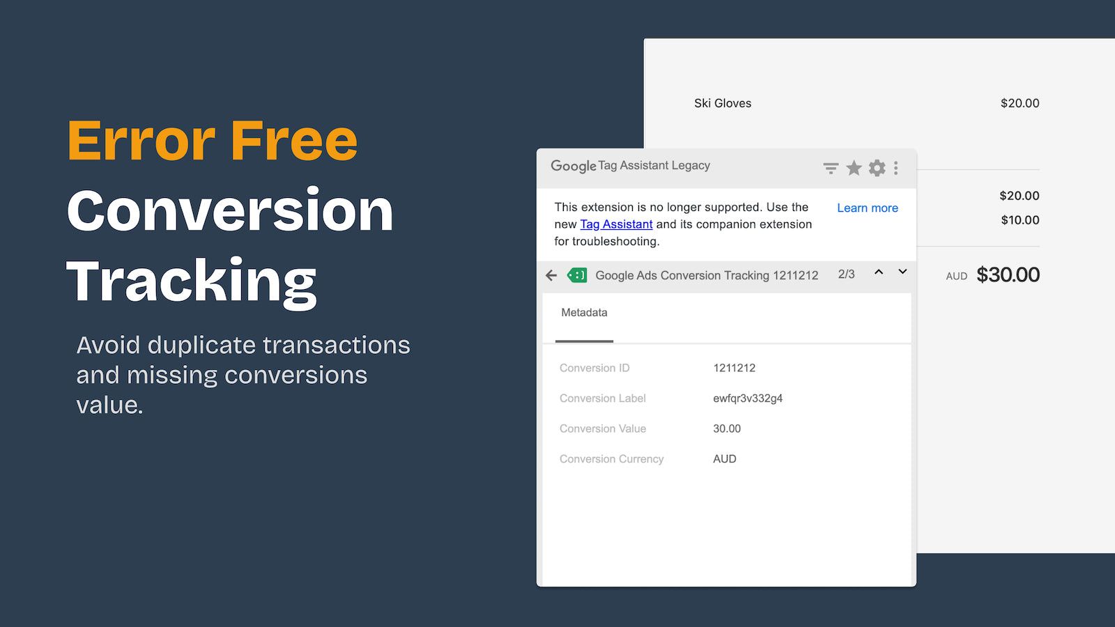 error free conversion tracking screenshot