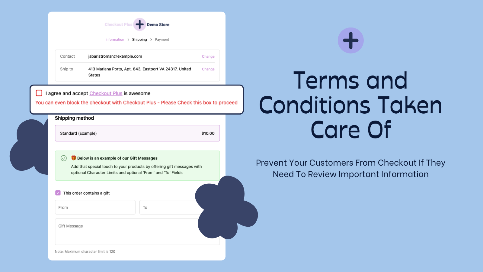 Example of a custom checkbox used to track customer agreements