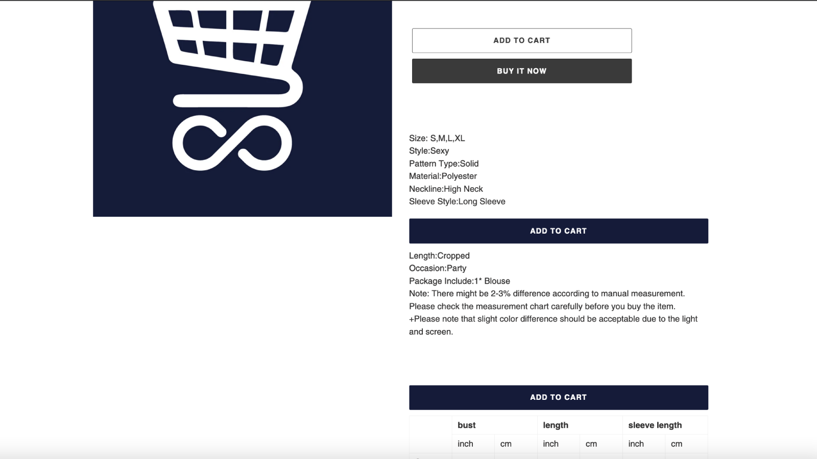 Example of unlimited add to cart buttons