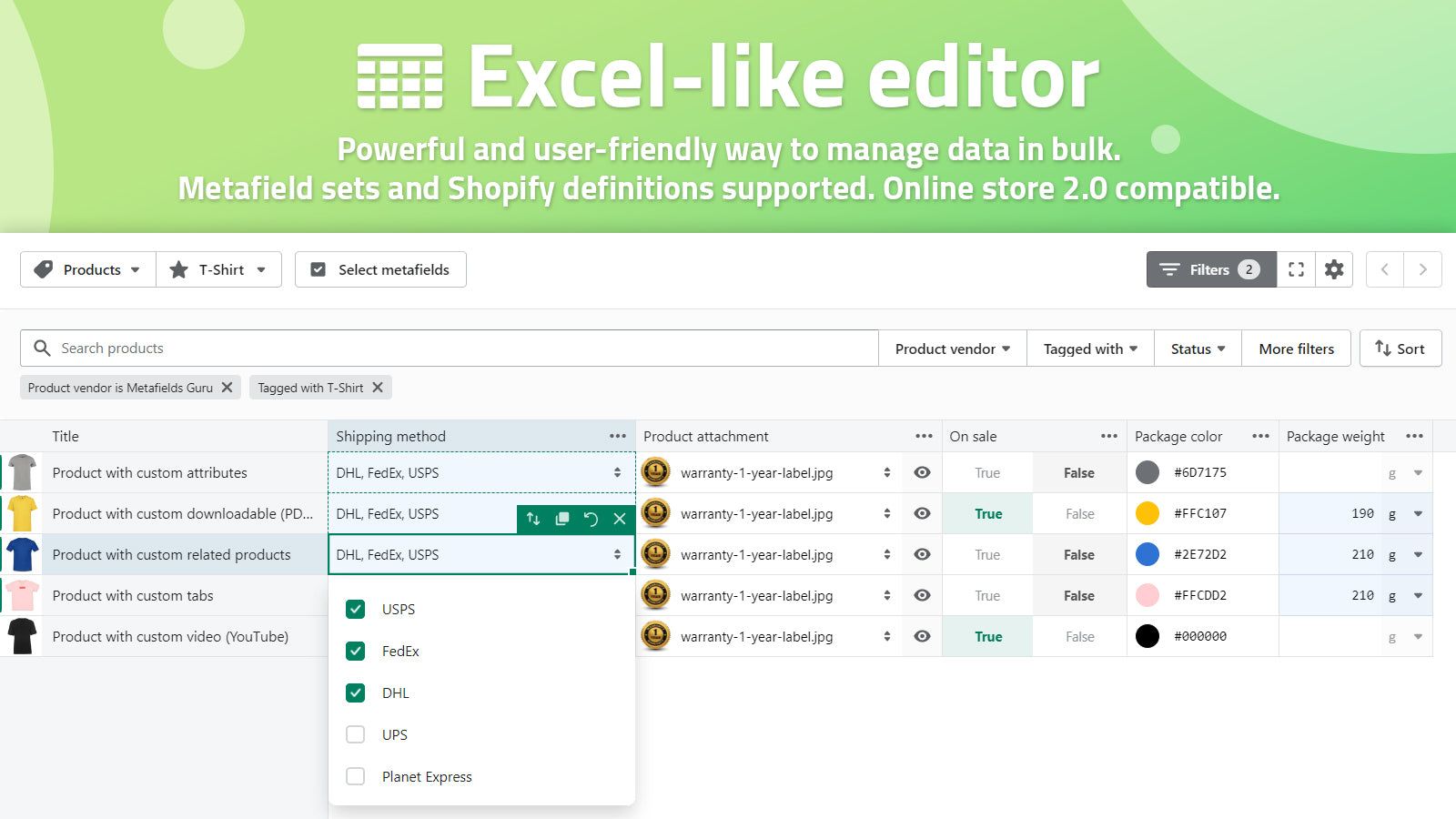Excel-like editor