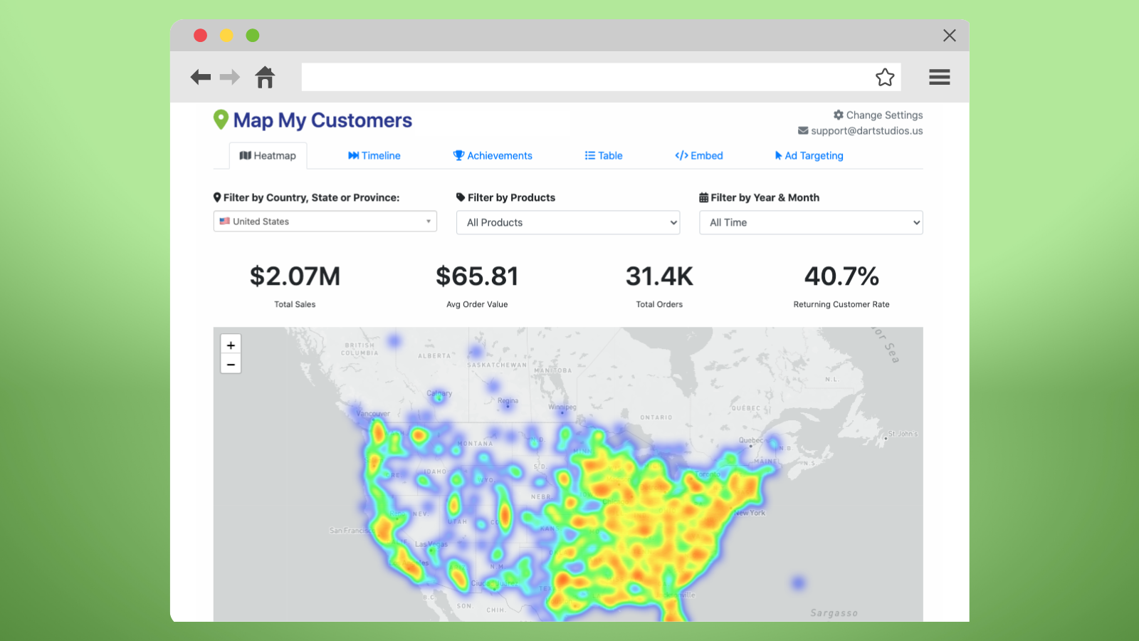 Explore an interactive heat map of your order history