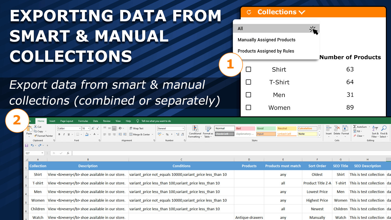 Exporting data from smart & manual collections